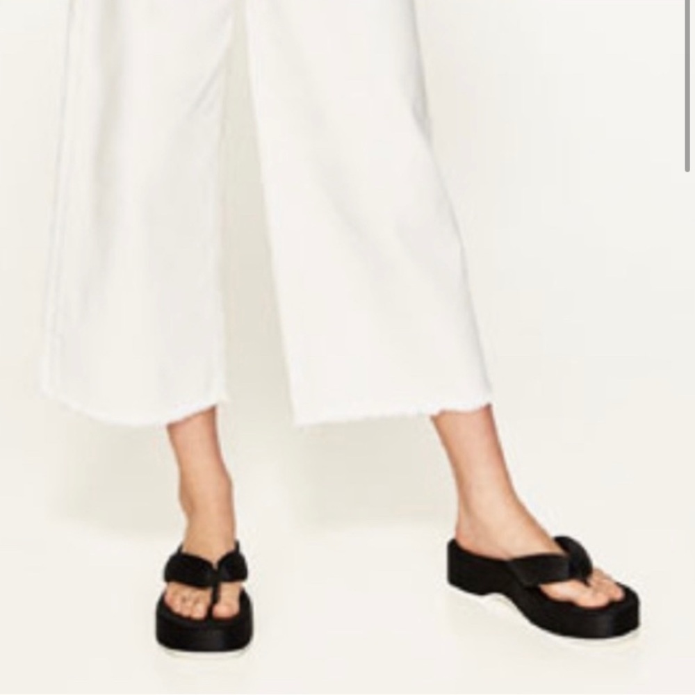 Zara Black Satin Thong Sandal, sz 7.5